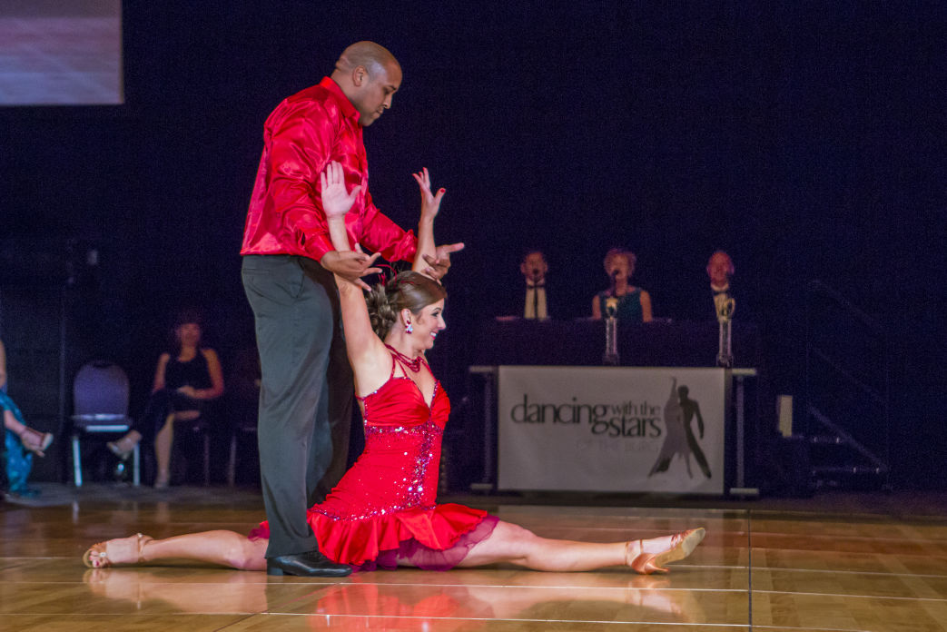 Black drape backdrop at Dancing with the Stars of the Burg - Harrisonburg fundraiser event