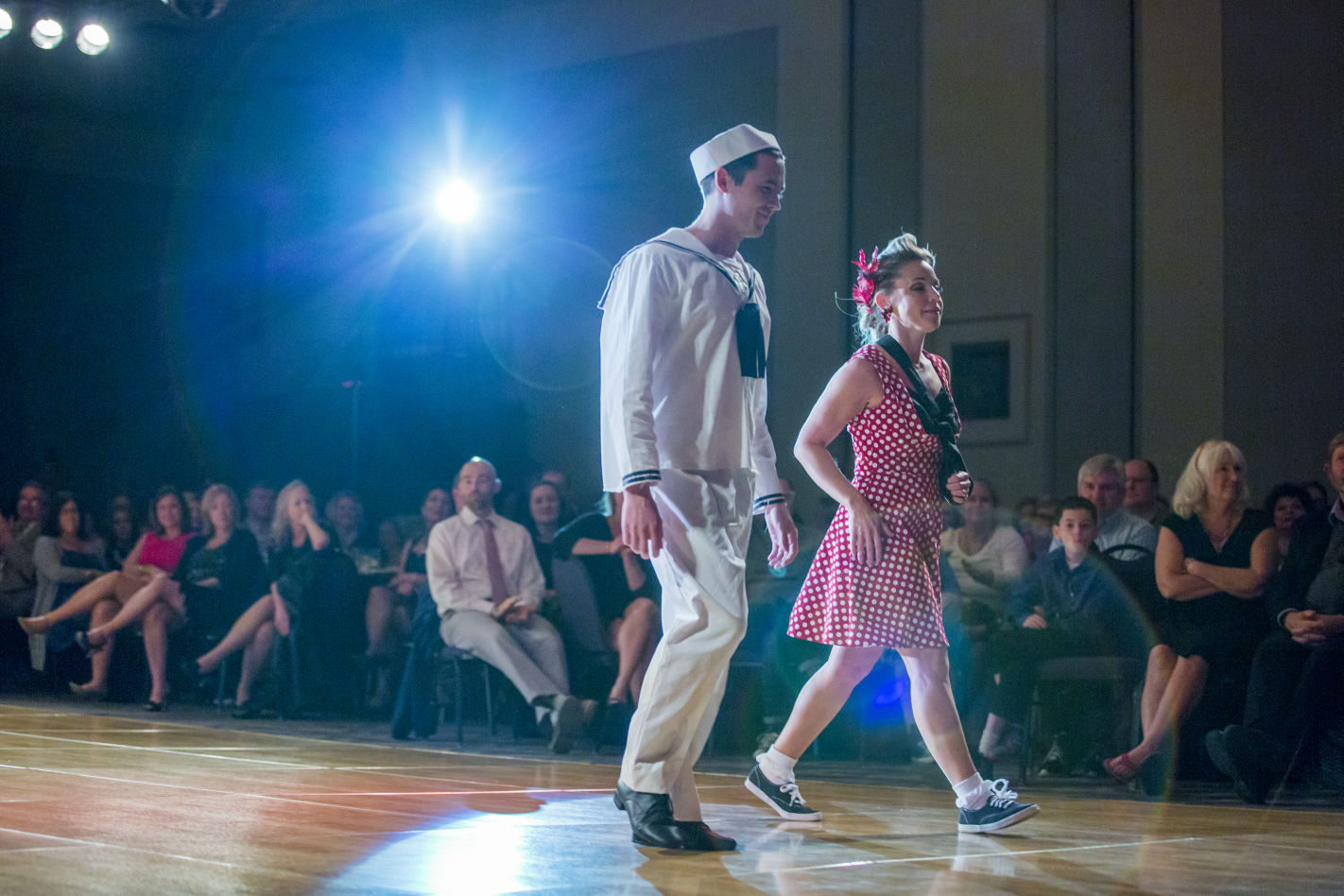 Performance stage with dramatic drape backdrop